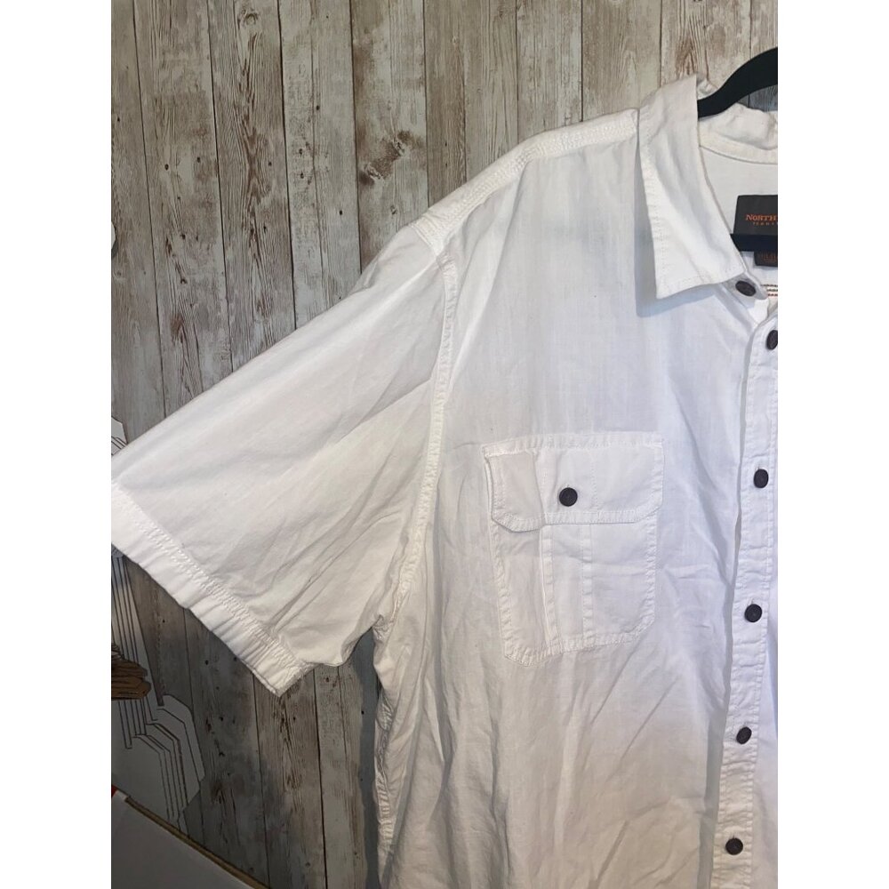 Men's Northwest Territory White Short Sleeve Casual Button Shirt Size XXXL 3X - Picture 4 of 7
